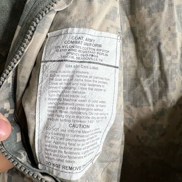 U.S. army combat uniform coat men’s size medium long gray camo - Picture 6 of 7